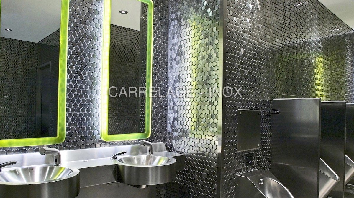Mosaico en Acero Inoxidable bano cocina ducha modelo round